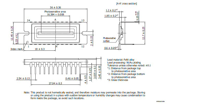 濱松 CCD線陣圖像傳感器 S12379 高速響應 高靈敏度 前照式 用于機器視覺(圖2)