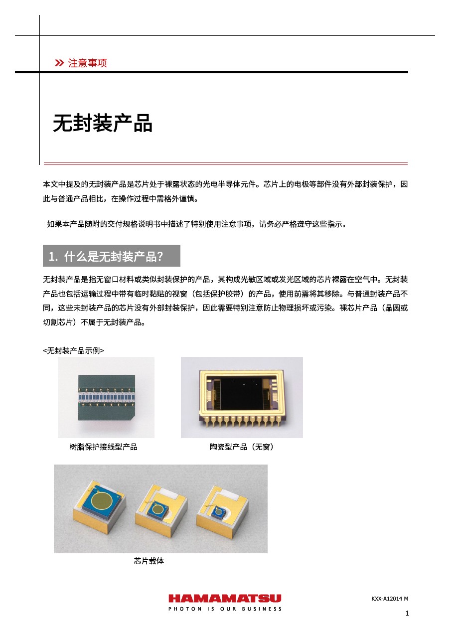 注意事項 / 无封装产品