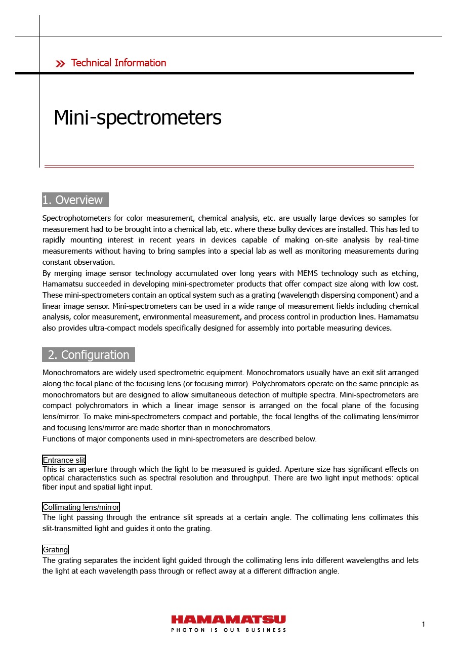 Technical note / Mini-spectrometers